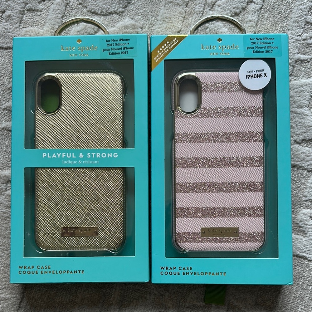 2 Kate Spade Gold and Pink iPhone X Wrap Case